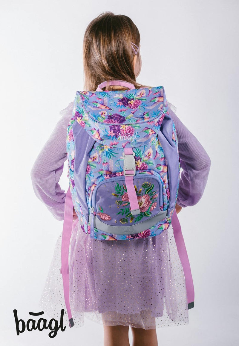 Baagl Schulranzen Mädchen für 1. Klasse, Airy Schultasche Set 3-Teilig, Grundschule Schulrucksack fü