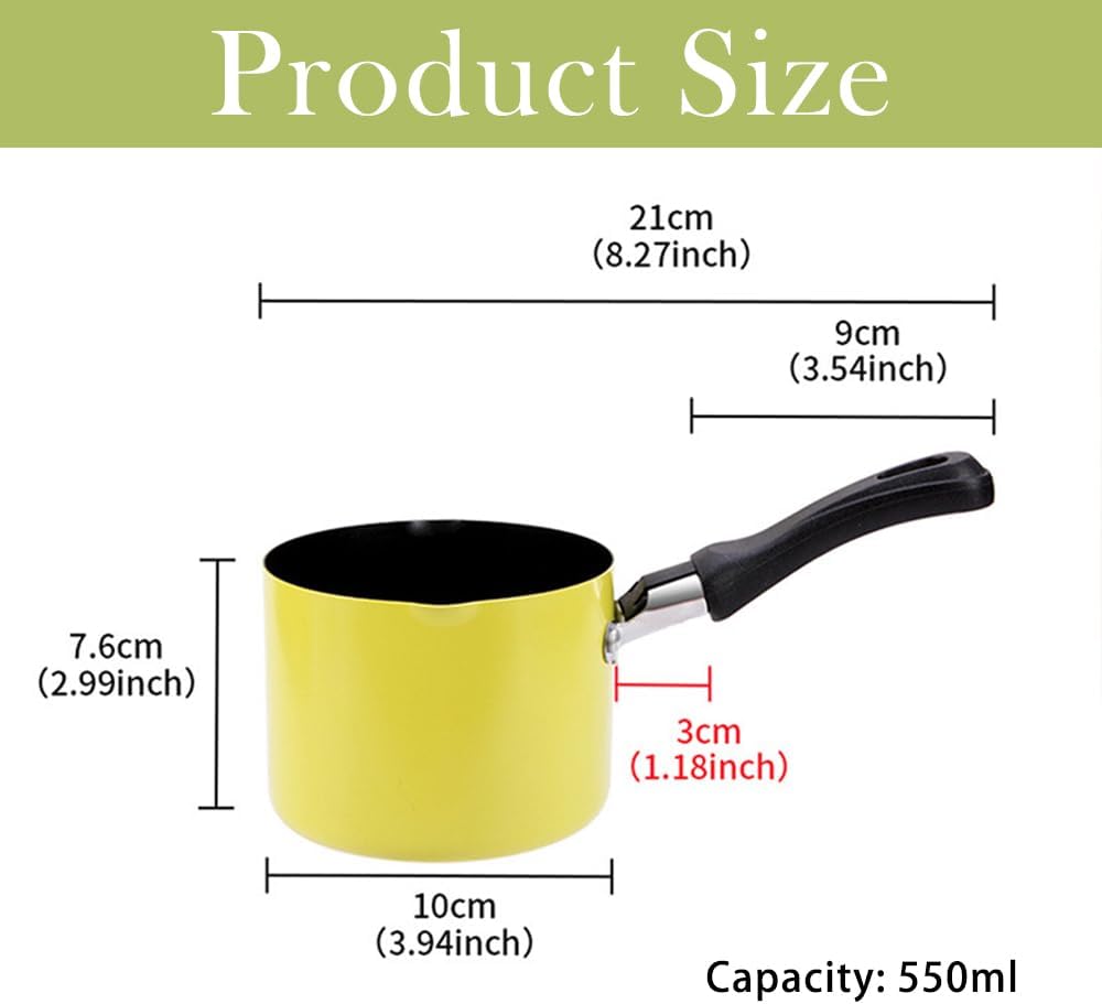 Mini Kochtopf mit Griff, 550ml 10cm Kleine Milchpfanne Antihaft Butterwärmer Mini Suppentopf Milch k