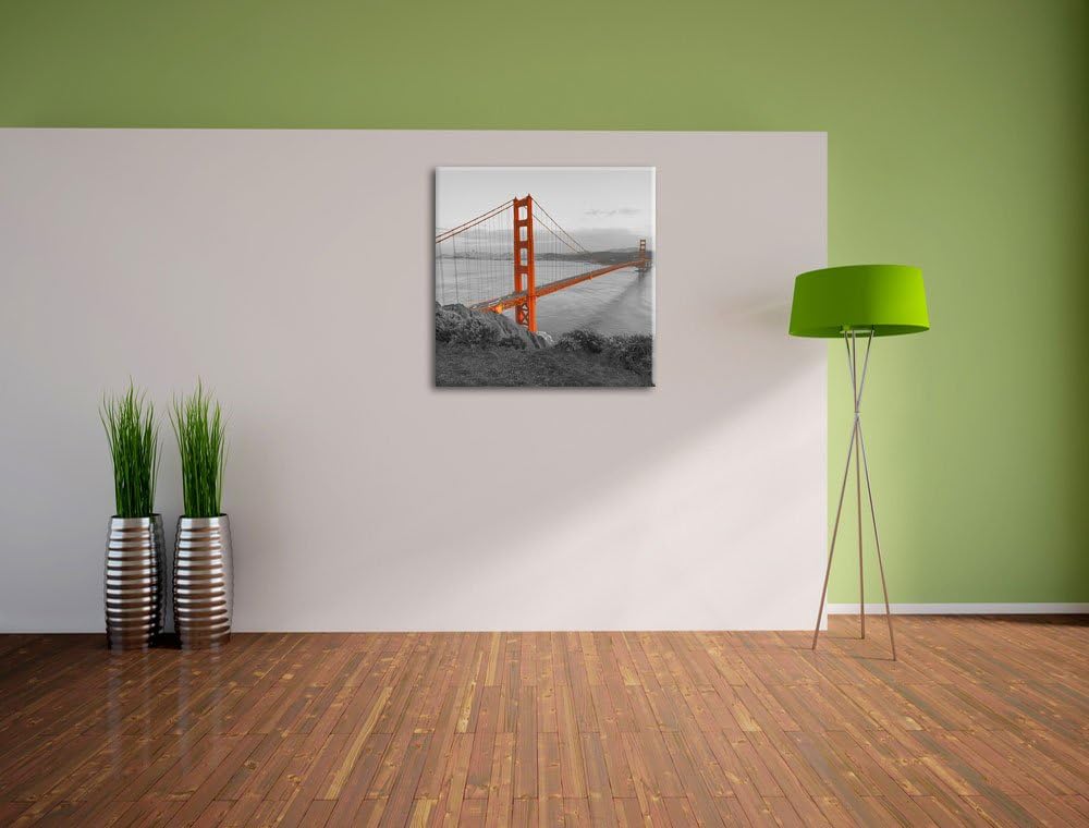Pixxprint Golden Gate Bridge San Francisco schwarz/weiss, Format: 70x70 auf Leinwand, 70x70