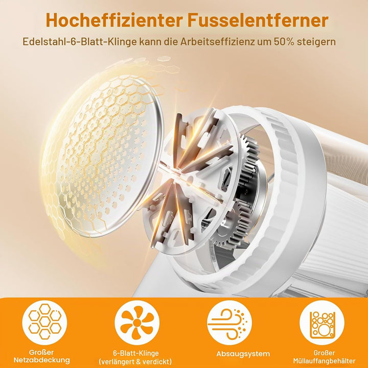Fusselrasierer Elektrisch, 1800mAh USB Aufladbar Fusselentferner für Kleidung & Möbe, 3 Geschwindigk