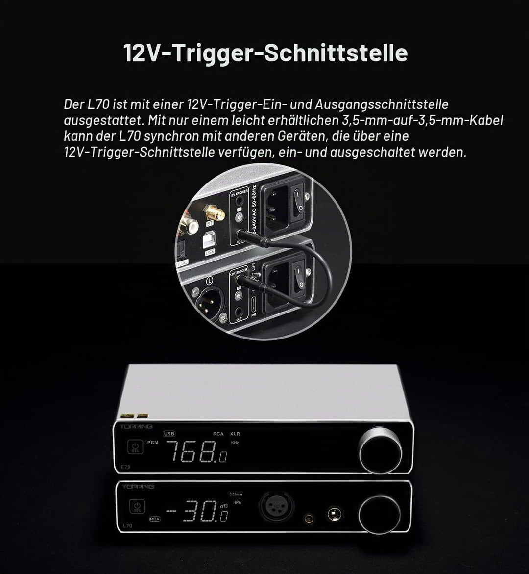 Topping L70 Stationärverstärker mit NFCA, Schwarz, Schwarz