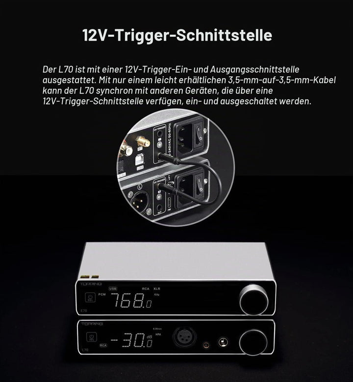 Topping L70 Stationärverstärker mit NFCA, Schwarz, Schwarz