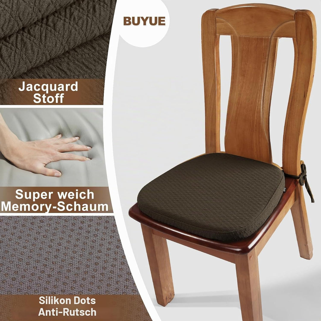BUYUE Luxus Memory Foam Stuhl Kissen 1 Pack, Jacquard 40cm U-Form komfortable Esszimmerstuhl Pad, ab
