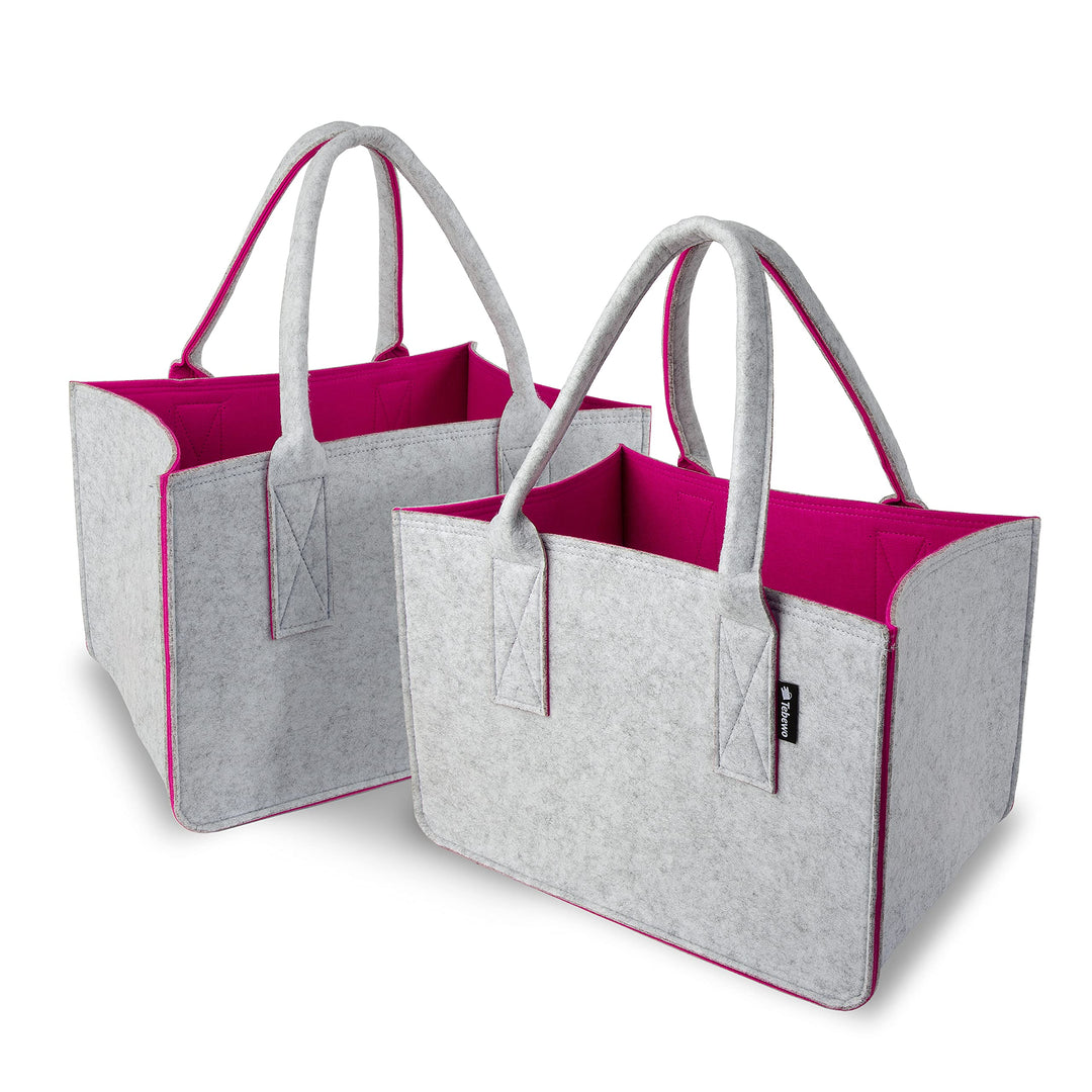 Tebewo 2er-Set Filztasche - praktische Einkaufstasche im Doppelpack - Shopping Bag - Einkaufskorb au