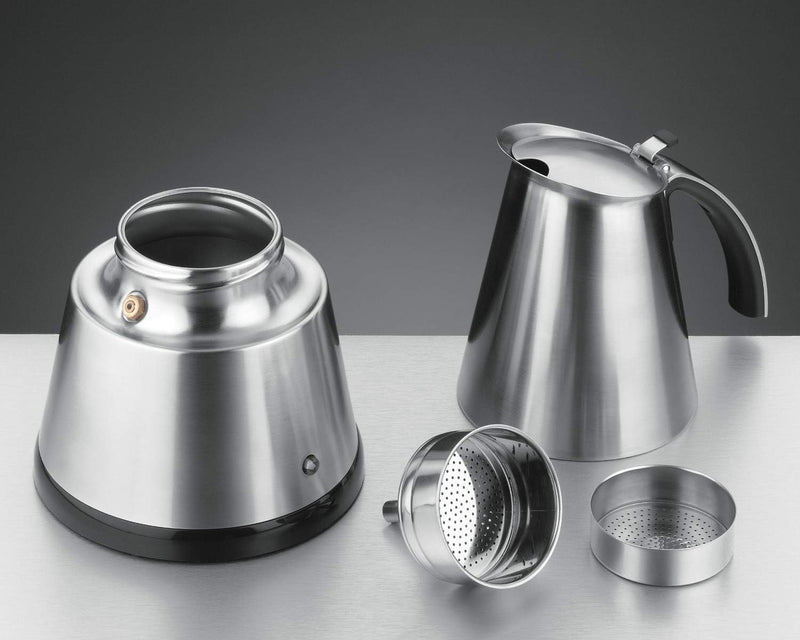ROMMELSBACHER EKO 364/E Espressokocher elektrisch (2-4 Tassen, 250ml Füllmenge, 2 Edelstahl-Filterei