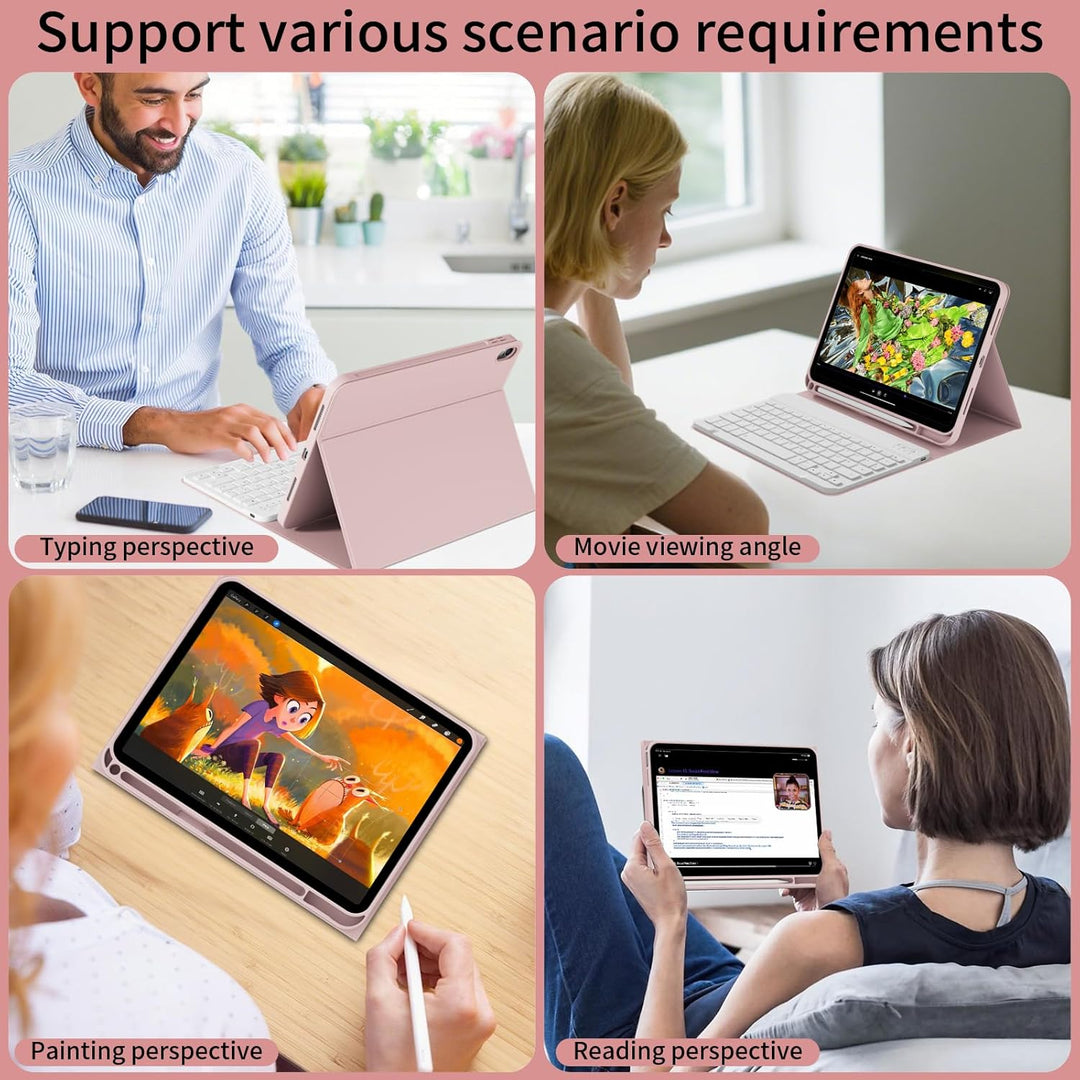 ZOPSGYU Hülle mit Tastatur für iPad (A16) 11/10 Generation (2025/2022, 11/10.9 Zoll), Schutzhülle mi