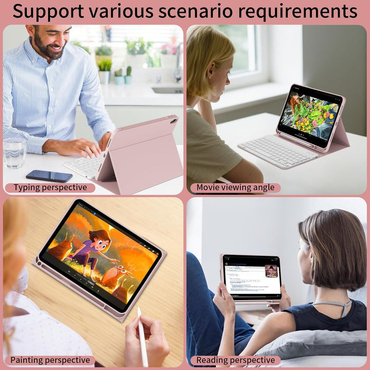 ZOPSGYU Hülle mit Tastatur für iPad (A16) 11/10 Generation (2025/2022, 11/10.9 Zoll), Schutzhülle mi