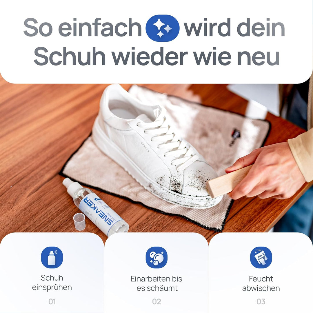 PRAXS® Sneaker Reiniger Set – Schuhreiniger & Sneaker Cleaner für Wildleder, Nubuk, Suede & Stoff –