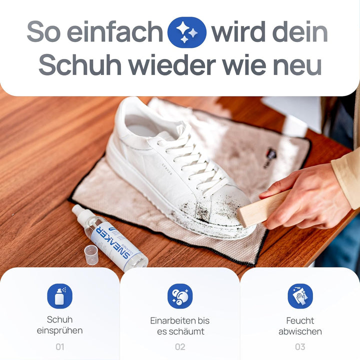 PRAXS® Sneaker Reiniger Set – Schuhreiniger & Sneaker Cleaner für Wildleder, Nubuk, Suede & Stoff –