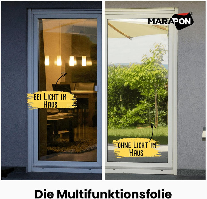 MARAPON® Sonnenschutzfolie Fenster innen [44.5x200 cm] Fensterfolie Sonnenschutz von innen durchsich