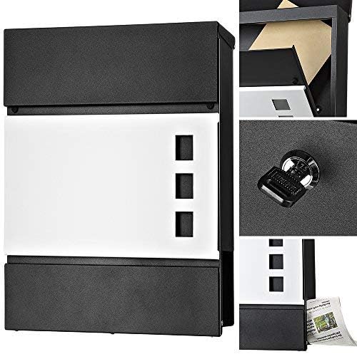 Melko Briefkasten mit Zeitungsfach Weiss Wandmontage Hausbriefkasten mit Schutzklappe und Sicherheit