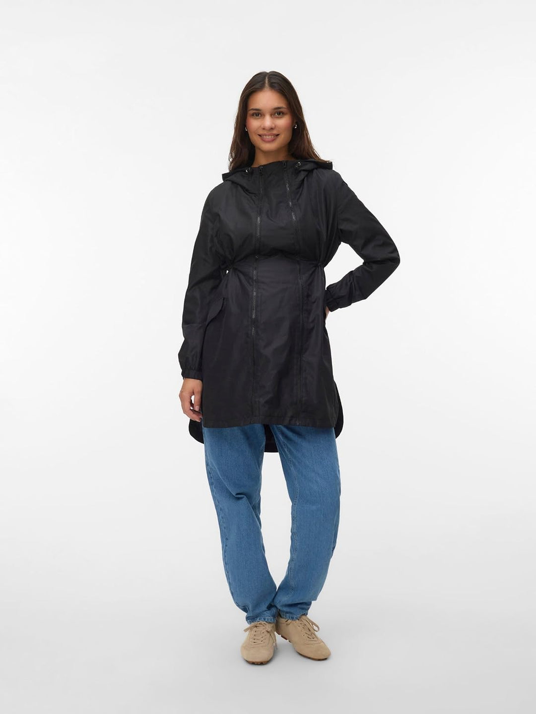 MAMALICIOUS Female Jacke Stehkragen Elastische Bündchen Mantel Schwarz M, Schwarz M