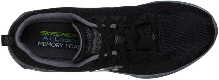 Skechers Herren 52559 Sneaker, Black Mesh Charcoal Trim