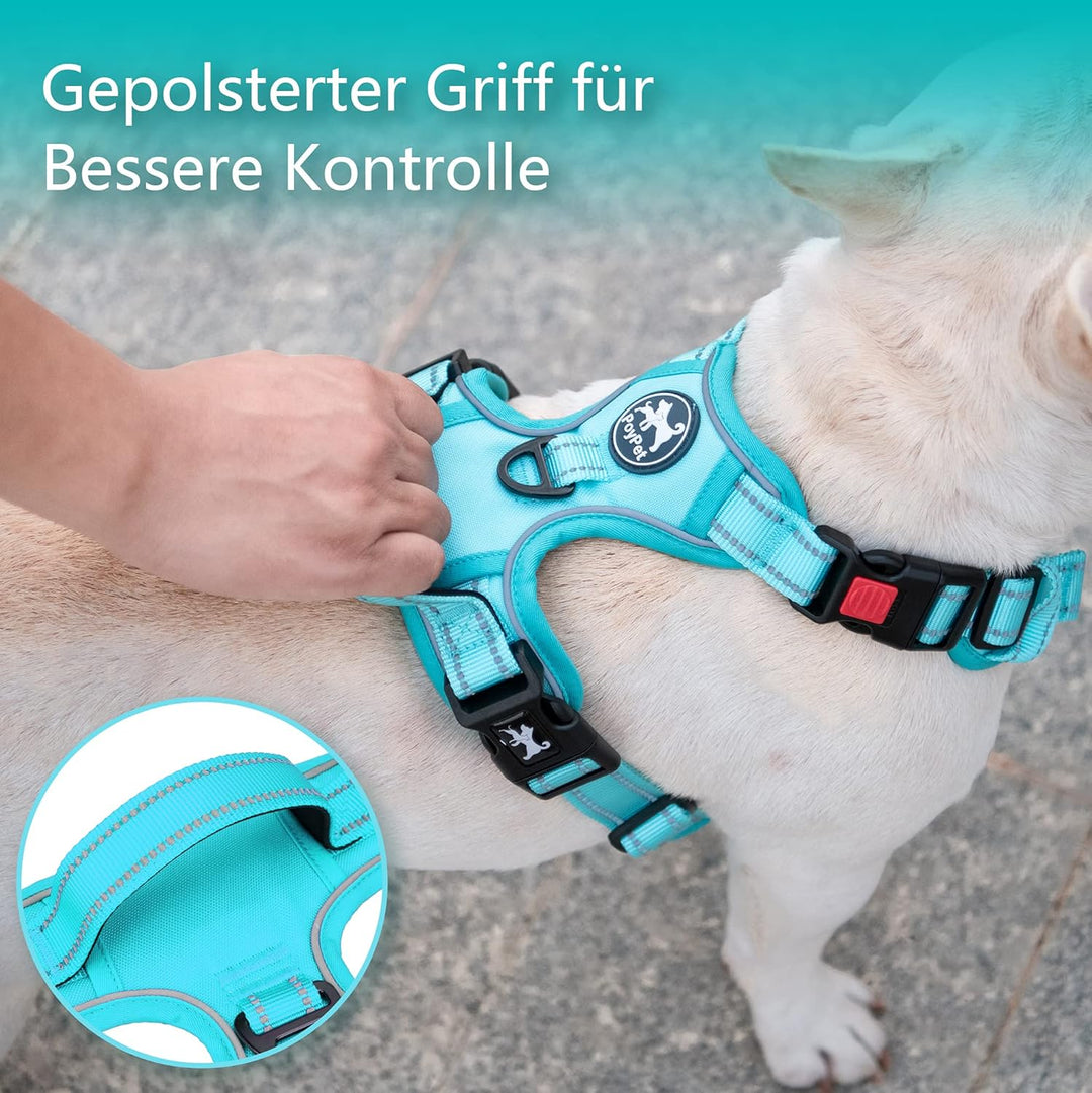 PoyPet Hundegeschirr ohne Zug, Reflektierendes Hundegeschirr für mittelgrosse Hunde ohne Würgen, ver