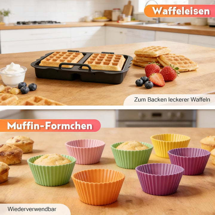 Heissluftfritteuse Zubehör für Tefal Ey9018 Dual Easy Fry 8,3L(5,2+3,1L), Airfryer Silikonform Zubeh