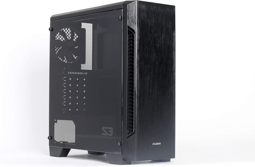 Zalman S3 PC Midi Tower ATX Gehäuse mit Lüfter, Gaming Gehäuse ATX Tower, PC Gehäuse Durchsichtig mi