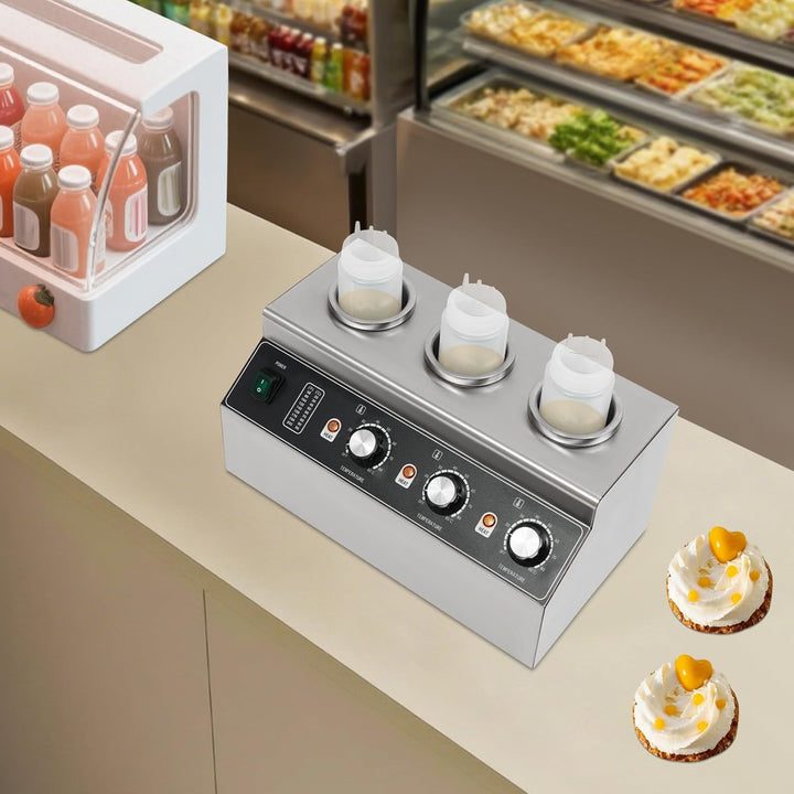Elektrischer Sossenwärmer Kommerziell, DREI-Flaschen-Käsedispenser für Gastronomie, Saucenstation mi