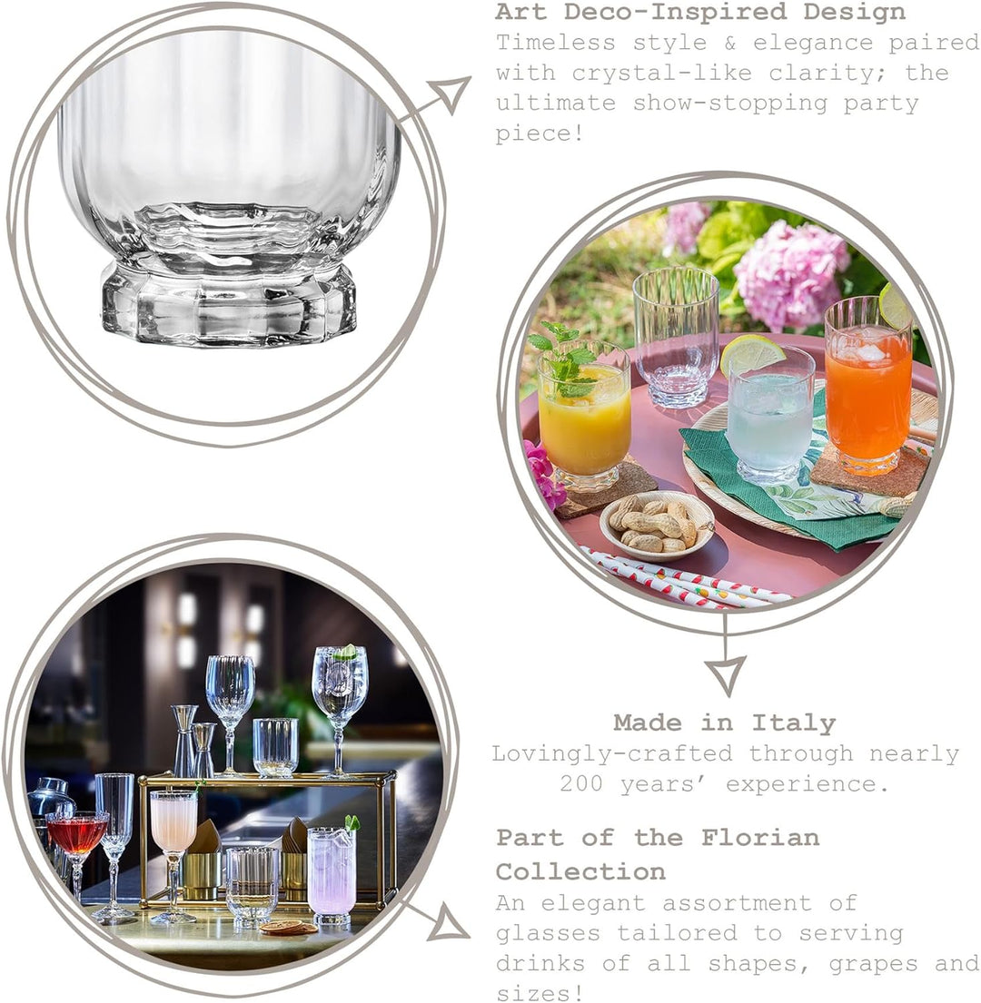 12pc Klar Florian Glaswaren-Set - Gemischt Glas Highball Cocktail Gin-Gläser & Wasser Whiskey Trinkb