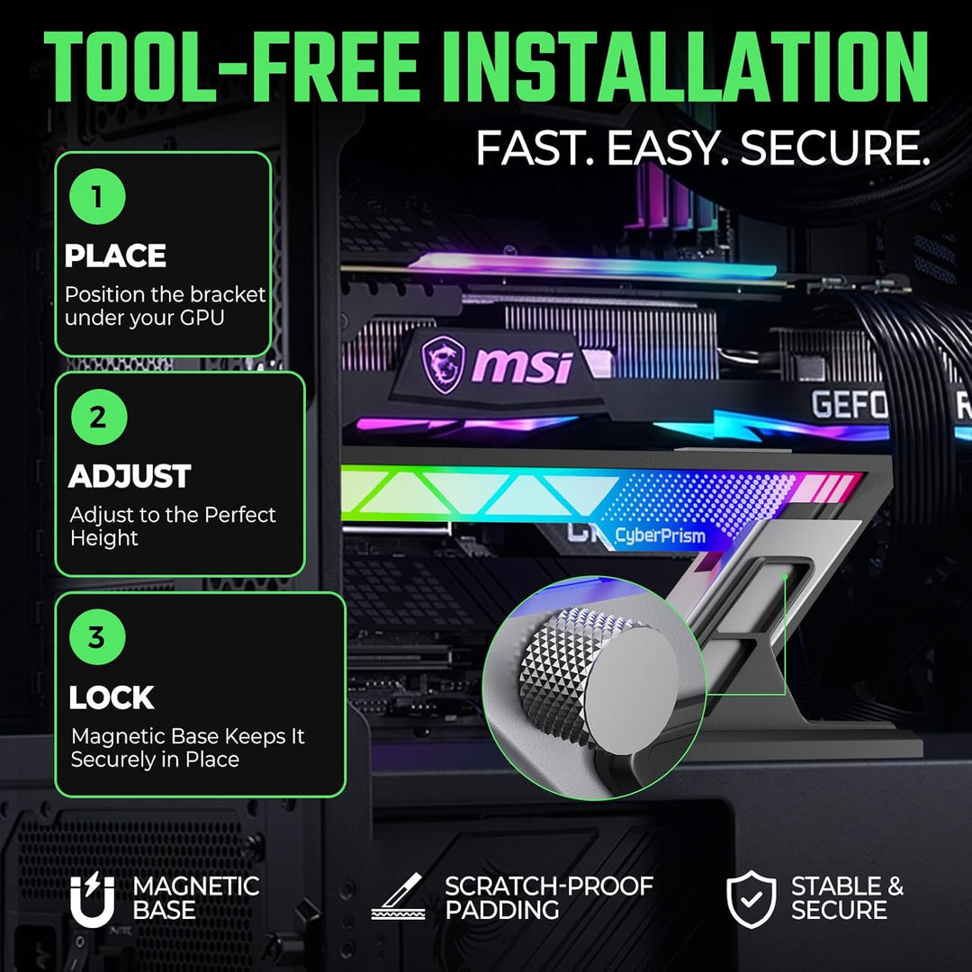 ARGB GPU Halterung, Anti Sag Grafikkartenhalter für RTX 4090 5090, Verstellbare Grafikkarte Stütze A