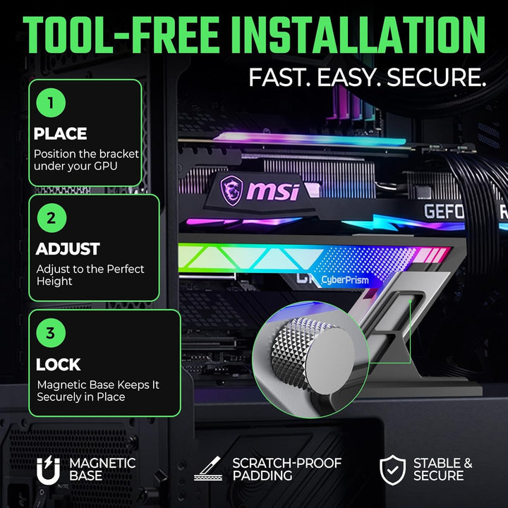 ARGB GPU Halterung, Anti Sag Grafikkartenhalter für RTX 4090 5090, Verstellbare Grafikkarte Stütze A