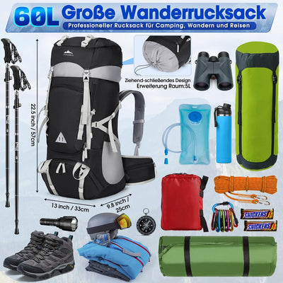 IGOLUMON Wanderrucksack 60L Herren Damen Trekkingrucksack Reiserucksack Grosser Wasserdicht Wandern