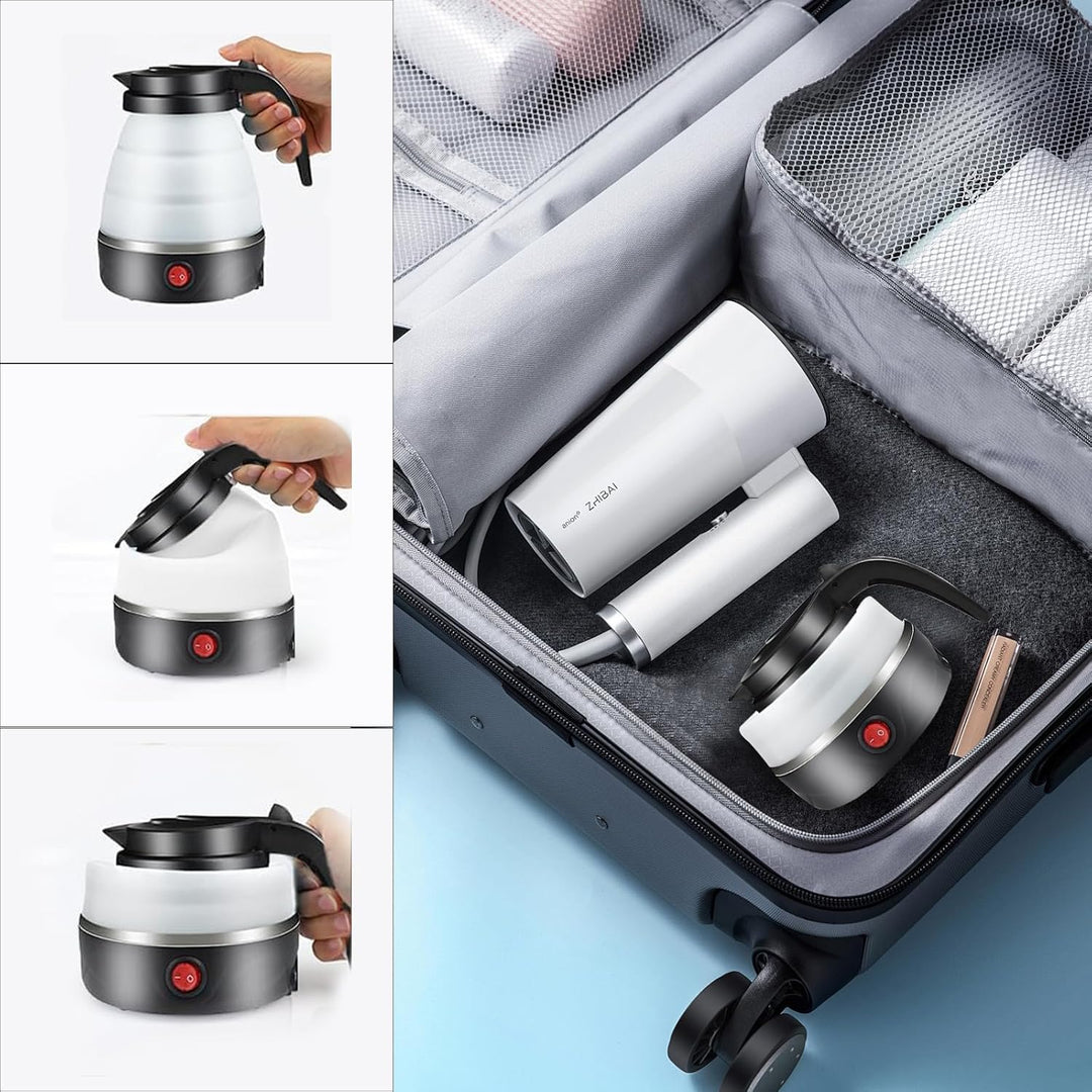 RANJIMA Faltbarer Wasserkocher,0.6L Camping Wasserkocher Mini Wasserkessel Tragbarer Silikon Reisewa