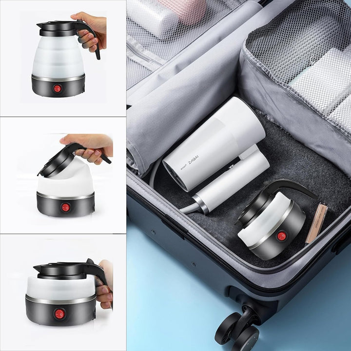 RANJIMA Faltbarer Wasserkocher,0.6L Camping Wasserkocher Mini Wasserkessel Tragbarer Silikon Reisewa