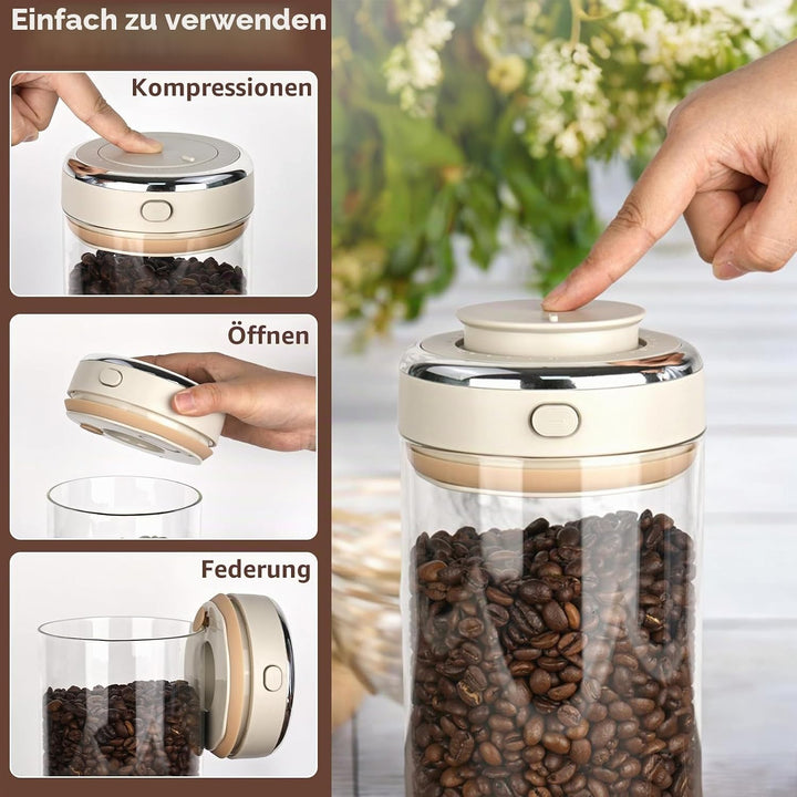 500g Kaffeedose Luftdicht, 1700ml Kaffeebohnen Behälter, Kaffeebohnen Aufbewahrung aus Hochwertigem