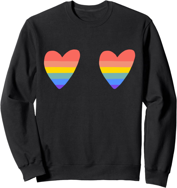 Gay & Lesbian Heart Boobs LGBTQ Pride Flag Love Illustration Sweatshirt