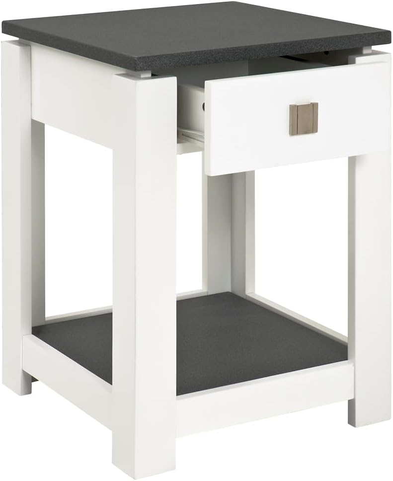 HAKU Möbel Beistelltisch, MDF, granitoptik-weiss, B 40 x T 40 x H 55 cm Granitoptik-weiss B 40 x T 4