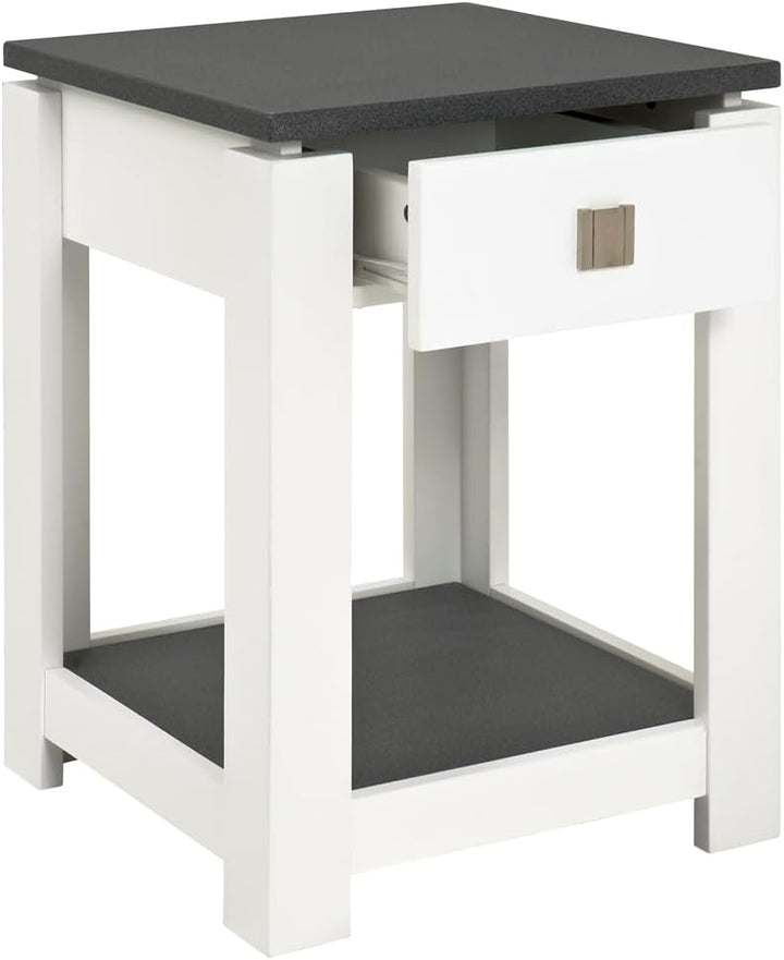 HAKU Möbel Beistelltisch, MDF, granitoptik-weiss, B 40 x T 40 x H 55 cm Granitoptik-weiss B 40 x T 4