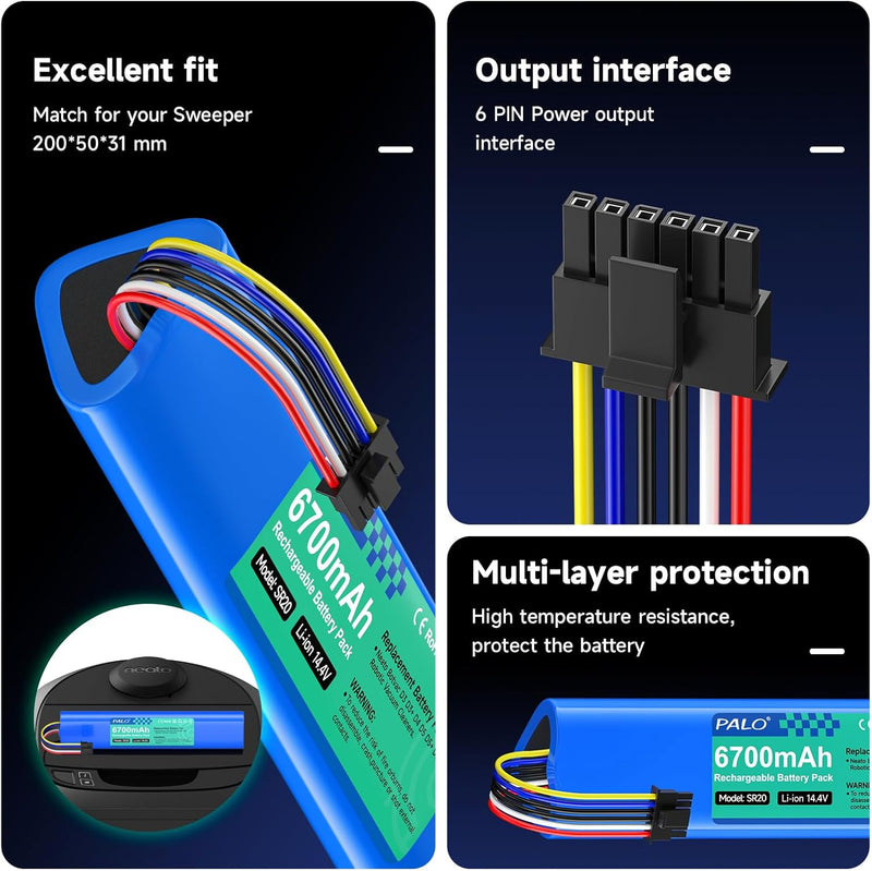 Palogreen 6700mAh Ersatzakku für Neato Botvac Connected D3 D5 D7 D3+ D5+ D6 D301 D303 D502 D701 D702