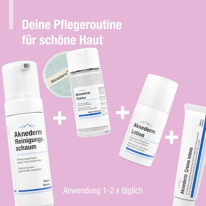 Aknederm Premium Set intens für normale Haut - Set mit Tinktur/Reinigungsschaum/Lotion/Creme intens