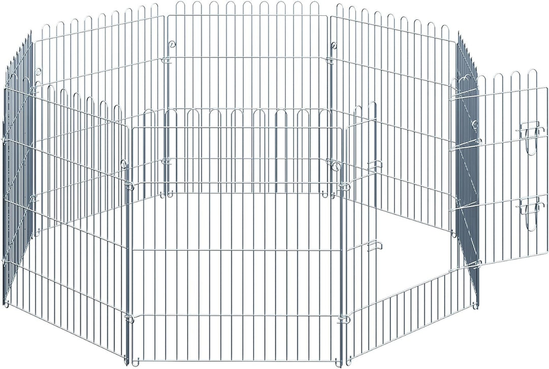 PawHut Freilaufgehege Welpenauslauf Welpenzaun Laufstall Welpengitter für Tiere 8-teilig B63 x H76 c