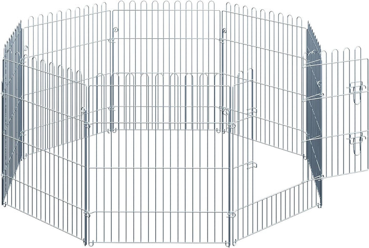 PawHut Freilaufgehege Welpenauslauf Welpenzaun Laufstall Welpengitter für Tiere 8-teilig B63 x H76 c