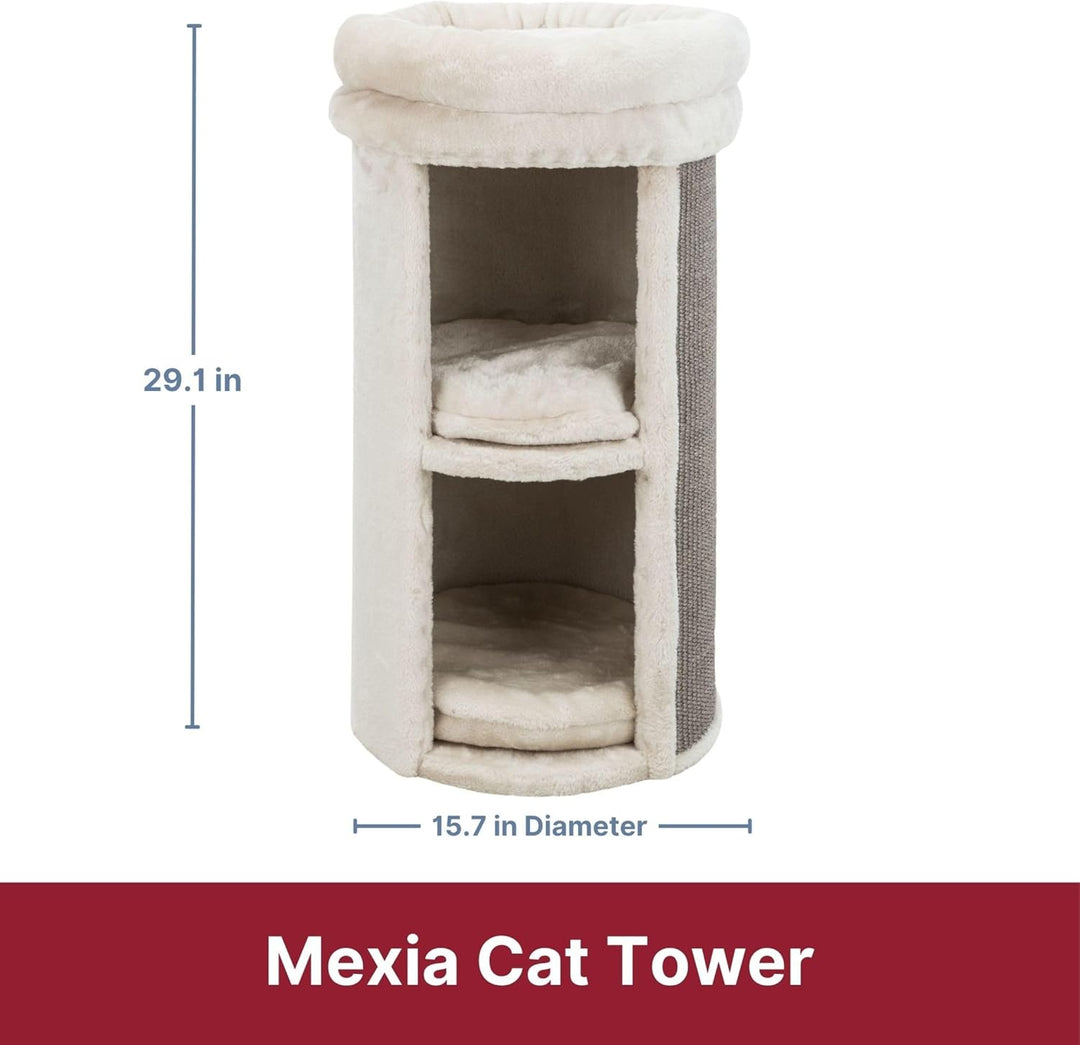 TRIXIE Pet Products Mexia 2-stöckiger Katzenturm, Grau grau 39 x 39 x 73 cm Single, grau 39 x 39 x 7