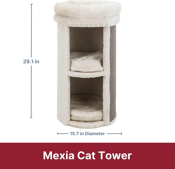 TRIXIE Pet Products Mexia 2-stöckiger Katzenturm, Grau grau 39 x 39 x 73 cm Single, grau 39 x 39 x 7