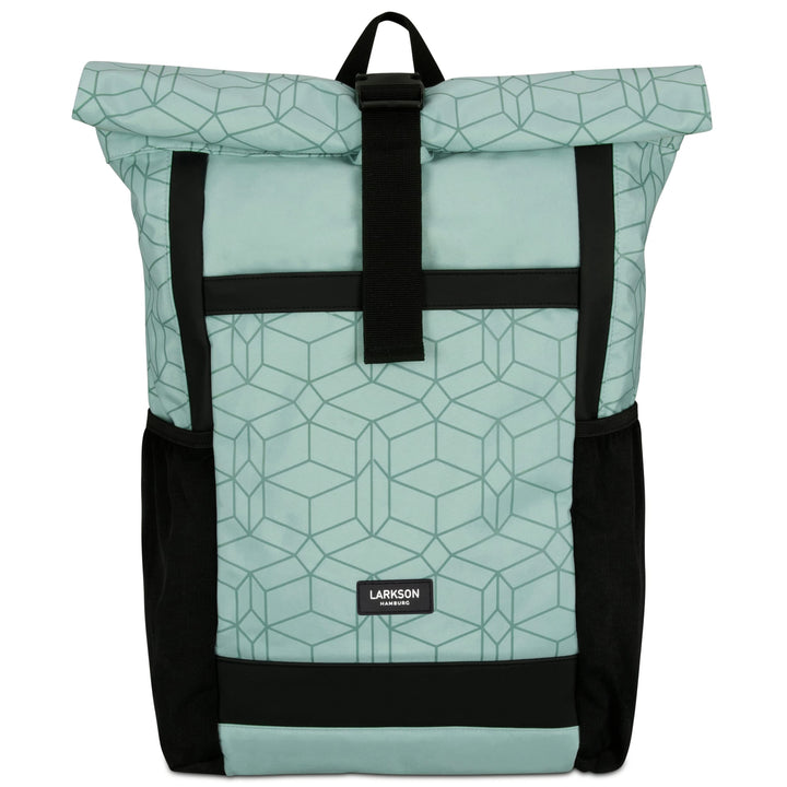 LARK STREET Rolltop Rucksack Damen Gross Mint - No 2 - Daypack für Schule, Uni, Fahrrad - 15,6 Lapto