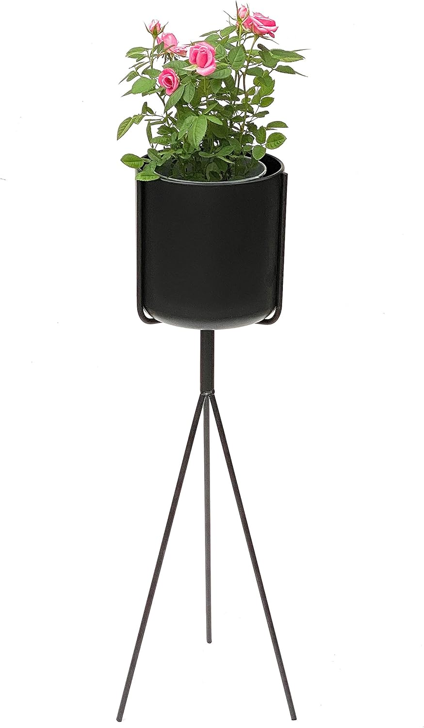 DanDiBo Blumenständer mit Topf Metall Schwarz 80 cm Blumenhocker 96022 Blumensäule Modern Pflanzenst