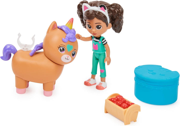 DREAMWORKS GABBY'S DOLLHOUSE - Cat-tivity Set – Kittycorn Pferd - Set mit Gabby und Kico dem Regenbo