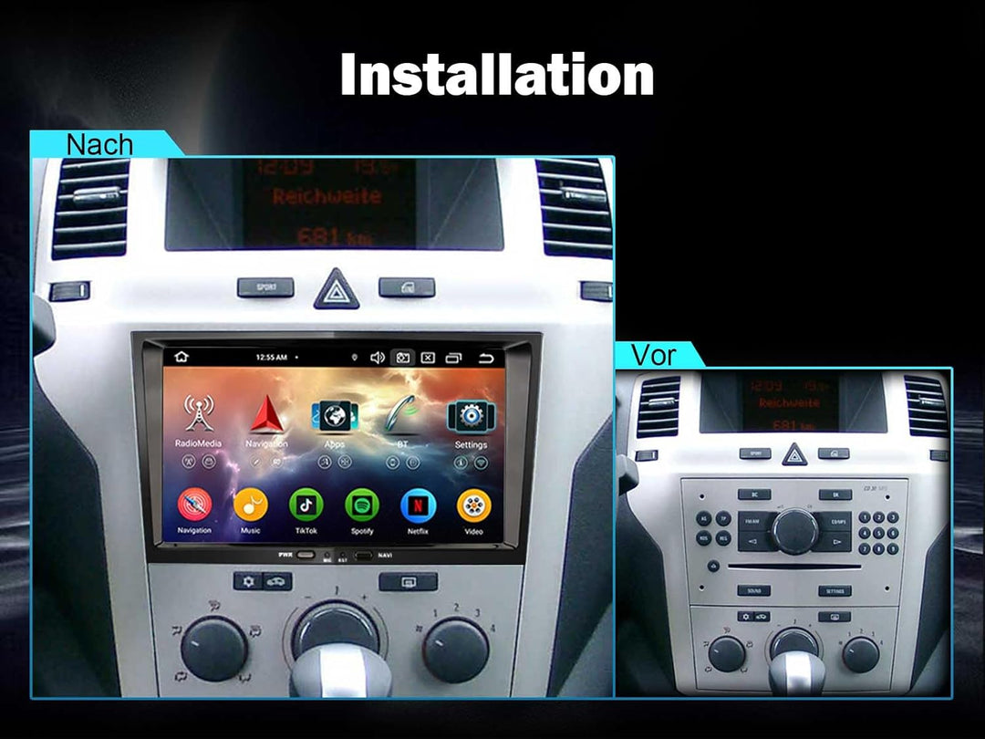 Erisin 8-Kern 4GB+64GB 8 Zoll Android 14 Autoradio Bluetooth GPS Navi für Opel Astra H Corsa D/C Vec