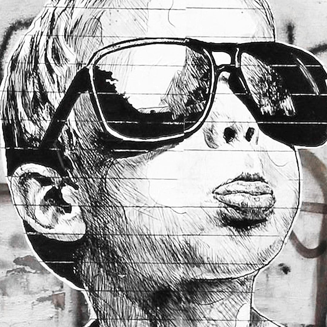 Novart Bilder Set - AUFHÄNGFERTIG - KEIN EXTRA RAHMEN BENÖTIGT - Banksy Collage Modern Street Art -
