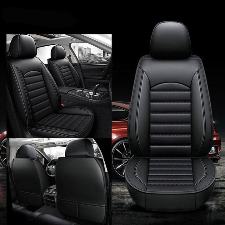 Wasserdicht PU Leder Autositzbezüge Fit für Volkswagen Auto Vordersitz 2 Stück Set (schwarz), schwar