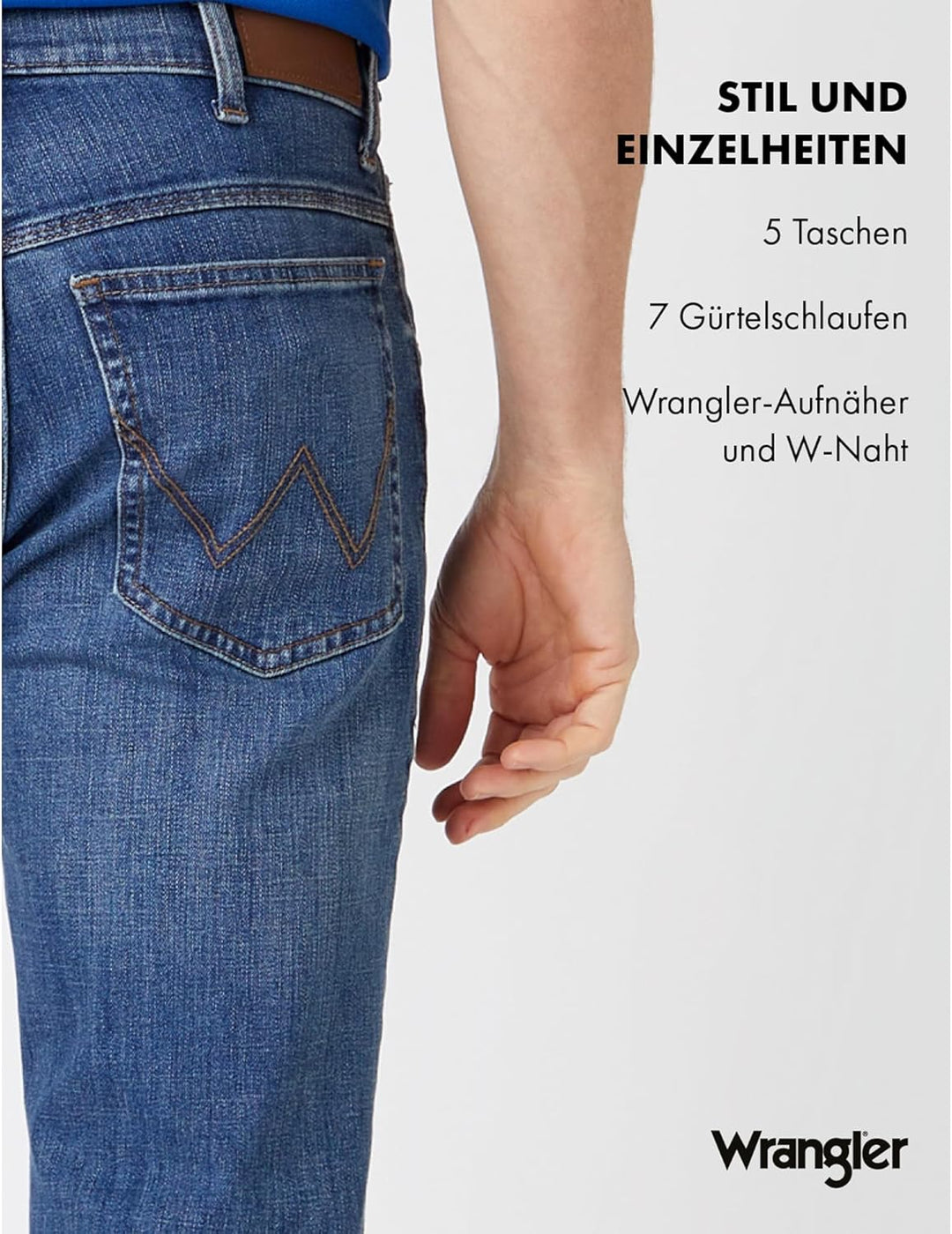Wrangler Herren Jeans Straight - Mid Waist - Regular Fit - Blau Schwarz W30-W44 30W / 30L Mid Stone,