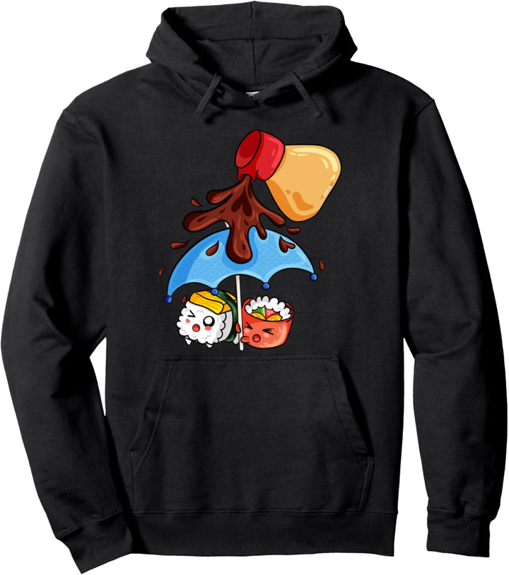 Sushi Süsses Kawaii Japan Sushi und Sojasosse Pullover Hoodie