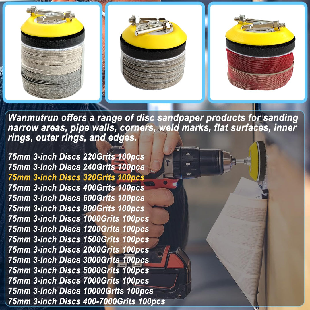 75mm Wasserfest schleifpapier Klett 100 Stücke Körnung 320 Siliziumkarbid Schleifpapier geeignet für
