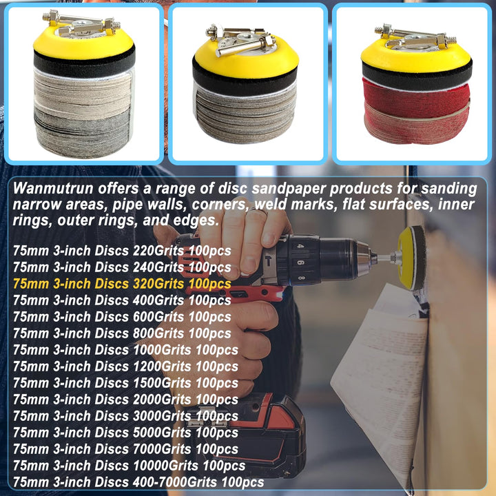 75mm Wasserfest schleifpapier Klett 100 Stücke Körnung 320 Siliziumkarbid Schleifpapier geeignet für