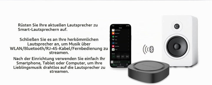 Audiocast Wireless WiFi Audio Receiver Multiroom Adaptor for Speaker Systems Convert Wired Speakers