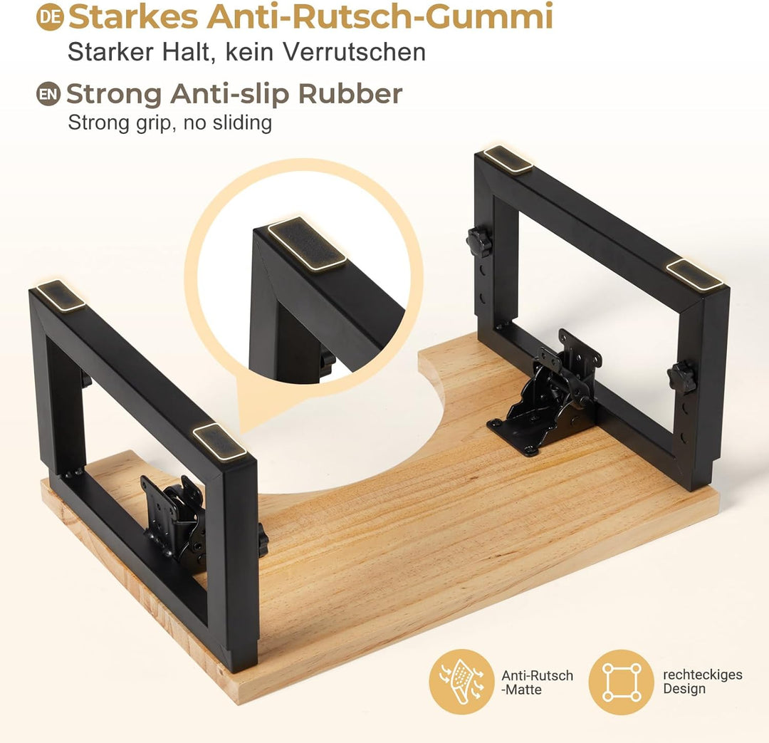 Yorbay Toilettenhocker Metall mit Holz, Kackhocker für Erwachsene, Anti-Rutsch Verstellbarer Klohock
