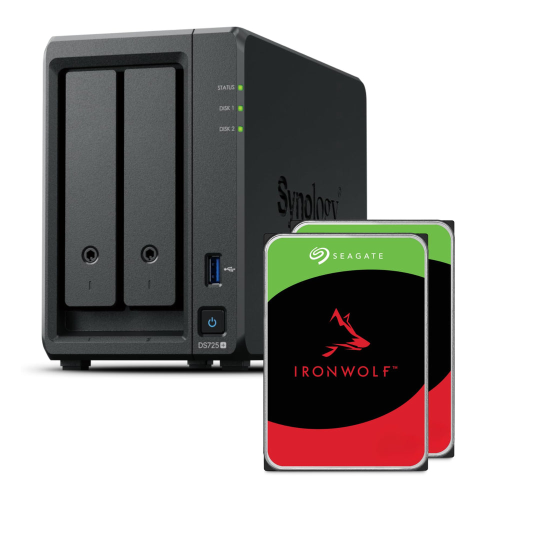 Synology DS725+ 12TB Bundle (Seagate Ironwolf 2X 6TB) 2 Bay Plus Serie mit Ryzen R1600, 4GB Ram (32G